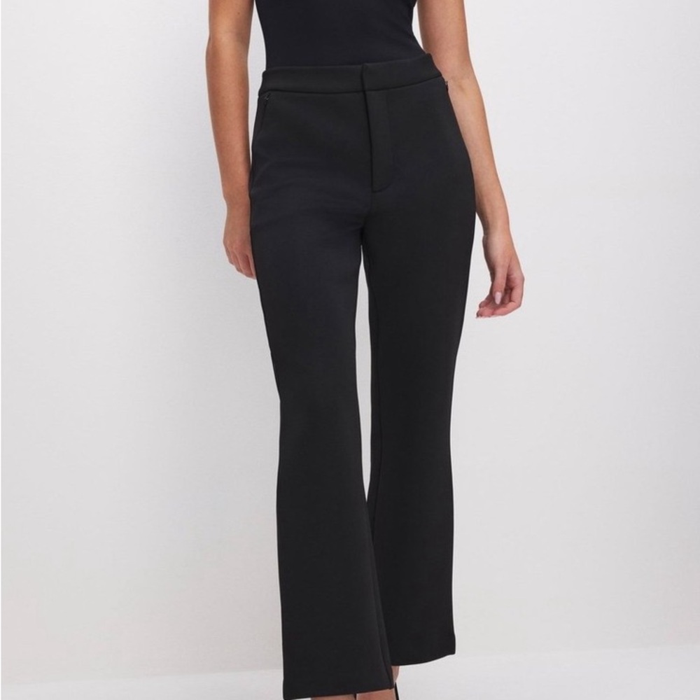 NWT Good American Black High-Rise Flare Pants